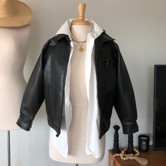 Jackets & Blazers - VINTAGE BLACK PU BOMBER JACKET